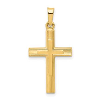Diamond2Deal 14k Yellow Gold Brushed and Polished Latin Cross Pendant