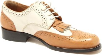 Dsquared2 Italiaanse Stijl Leren Schoenen voor Vrouwen - Dames - Veterschoenen - Beige - 35 1/2 EU - Schoenen