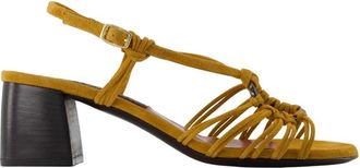 Carel Copacabana Open-Toe Sandaal - Dames - Sandalen met hakken - Bruin - 35 EU - Leer - Schoenen