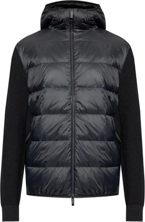 Moncler Giacca con design a inserti e cappuccio - Nero