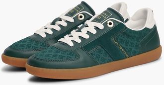 Tommy Hilfiger Womens Tribeca Leather-Mix Skater Sneaker - Hunter - US 6.5 / EU 37