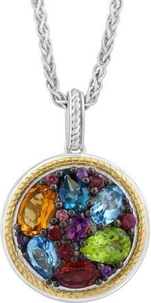 Effy Sterling Silver & 14K Gold Semiprecious Stone Pendant Necklace in Multi at Nordstrom Rack, Size 18