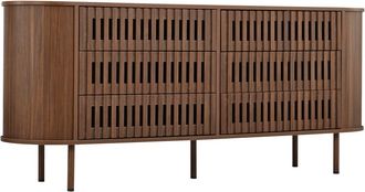 Urban Meuble Mueble tv efecto nogal, 6 cajones, dise&ntilde;o de listones 160x40x70cm