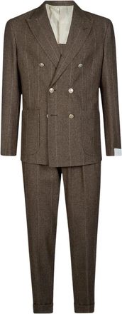 Eleventy Abito Doppio Petto - Heren - Business pakken - Bruin - XL - Kostuums