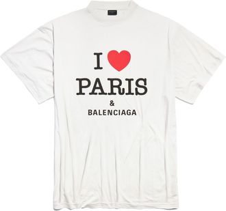 Balenciaga (WMNS) Balenciaga I Love Paris & Balenciaga T-shirt Oversized White 787349TRVU99012