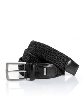 Monti Flechtg&uuml;rtel MONTI HAMBURG, Herren, Gr. 11,5, schwarz (schwarz uni), Materialmix, Flechtoptik, G&uuml;rtel Flechtg&uuml;rtel, 3,5 cm breit, Elastischer Flechtg&uuml;