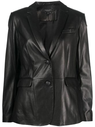 Rag & Bone Charles single-breasted leather blazer - women - Polyester/Lamb Skin - 4 - Black