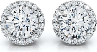 Pompeii3 2.25Ct Halo Round Diamond Studs 14k Gold Lab Grown Womens Earrings