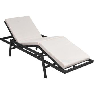 vidaXL Furniture Limited - Tumbona Con Coj&iacute;n De Rat&aacute;n Sint&eacute;tico Negro