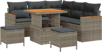 vidaXL Garden Sofa Set with Cushion 8 pcs Grey Poly rattan vidaXL