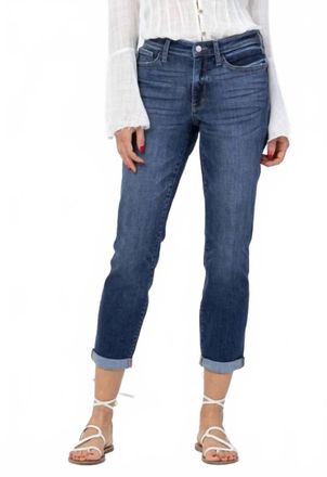 Judy Blue Womens Sophia Midrise Cuffed Boyfriend Jeans In Blue