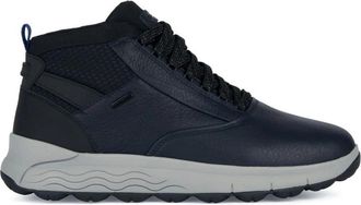 Geox Blauwe Enkellaarsjes Stijlvol Comfortabele Sneakers - Heren - Sneakers - Blauw - 42 EU - Katoen - Schoenen