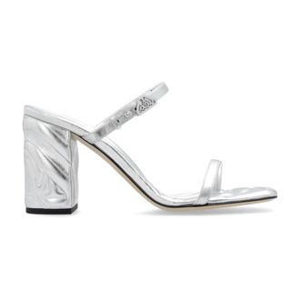 Alexander McQueen Schoenen, Dames, Grijs, 39 EU, Leer, Muiltjes met hak