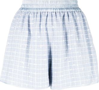 Emporio Armani bouclé gathered shorts - women - Wool/Polyester/Acrylic (Fiber)/Polyamide/Cotton/Polyester film fiber/Polyester - 46 - Blue