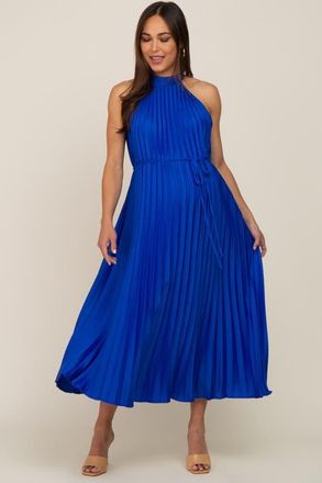 Pinkblush Pleated Halter Dress in Royal Blue at Nordstrom, Size Small