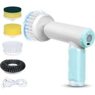 OEM Spazzola Elettrica Per La Pulizia, Ricaricabile, Con 4 Testine - Pulizia Piastrelle - Impermeabile Ipx7 - Per Bagno, Cucina E Angoli Della Cucina