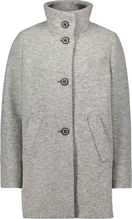 AMBER & JUNE Jassen, Dames, Grijs, XL, Wol, Korte Jas met Opstaande Kraag