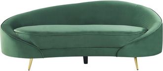 Beliani Beliani - Velvet Sofa Curved Glamour Style Gold Metallic Legs Emerald Green Savar
