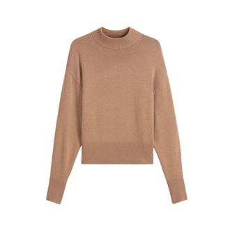 HUGO BOSS Gebreide kleding > Ronde hals gebreide kleding - Dames - Coltruien - Bruin - L - Truien & Vesten