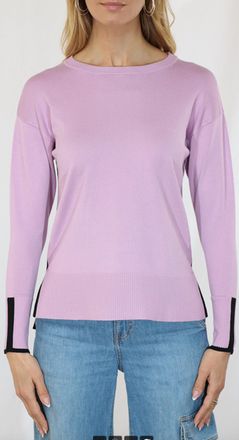 Metric Knits Contrast Side Sweater In Lilac/black
