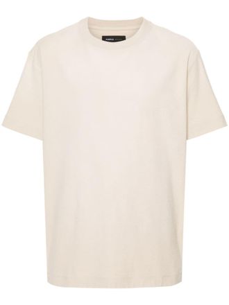 Purple rubberised-logo cotton T-shirt - Neutrals