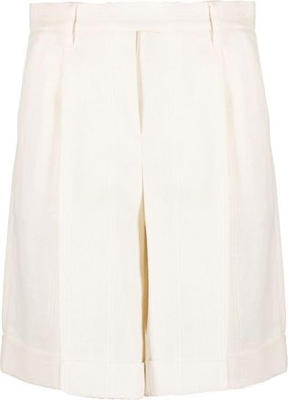 Lorena Antoniazzi high-waisted shorts - women - Linen/Flax/Wool/Silk/Cotton/Acetate/Polyester - 42 - Neutrals