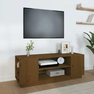vidaXL Vidaxl - Mueble De Tv Madera Maciza De Pino Marr&oacute;n Miel 110x35x40,5 Cm