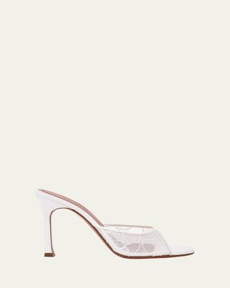 Amina Muaddi Alexa Lace Stiletto Mule Sandals