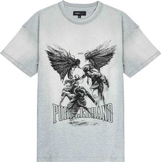 Purple Fight-print cotton T-shirt - men - Cotton - S - Grey