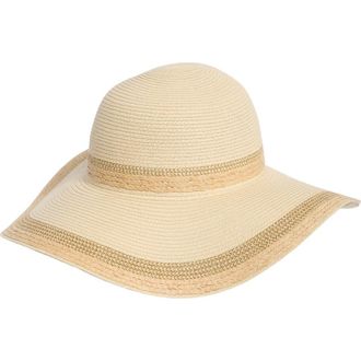 Calvin Klein Metallic Raffia Straw Sun Hat in Natural at Nordstrom Rack