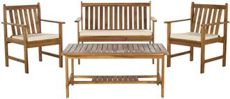 Safavieh Conjunto de exterior de madera de acacia beige