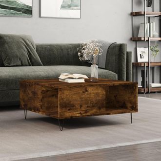 vidaXL Vidaxl - Mesa De Centro Madera Contrachapada Roble Ahumado 80x80x36,5 Cm