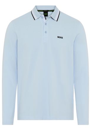 Boss Green by Hugo Boss Langarm-Poloshirt BOSS GREEN Plisy, Herren, Gr. 4XL, open blau464, Jersey, Obermaterial: 100% Baumwolle, regular fit h&uuml;ftlang, V-Ausschnitt, eingesetz
