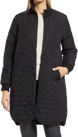 Ilse Jacobsen Isle Jacobsen Long Quilted Jacket in Black at Nordstrom, Size 10 Us