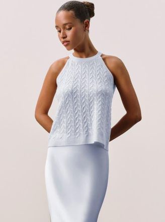 Naked Cashmere Featherweight Cable Tank in Cloud at Nordstrom, Size X-Small