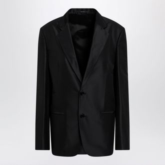 Gucci Oversized fine silk faille jacket in black