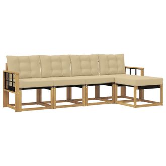 vidaXL Conjunto De Sof&aacute;s De Exterior Con Coj&iacute;n 5 Pcs Y Beige Vidaxl