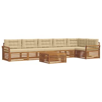 vidaXL Conjunto De Sof&aacute;s De Exterior Con Coj&iacute;n 7 Pcs Natural Y Beige Vidaxl