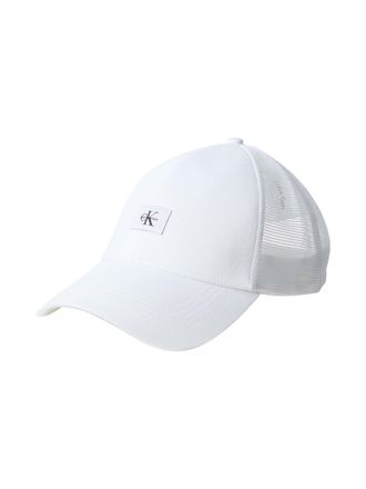 Calvin Klein Jeans Trucker Cap CALVIN KLEIN JEANS MONOLOGO WOVEN PATCH TRUCKER, Herren, hellwei&szlig;, Web;Netz, Baumwolle, unifarben, Caps Trucker Cap, Netzeinsatz, Gr&ouml;sse i