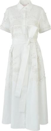 Carolina Herrera Abito midi con ricamo - Bianco