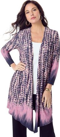 Roaman's Ultra Drape Cardigan in Mauve Tie Dye Border at Nordstrom, Size 24