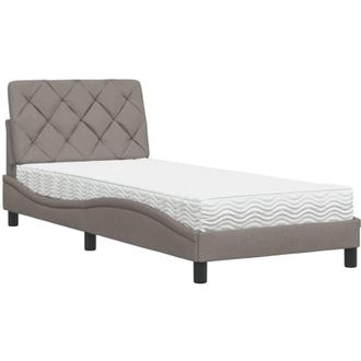 vidaXL Cama Con Colch&oacute;n Tela Gris Taupe 90x200 Cm Vidaxl