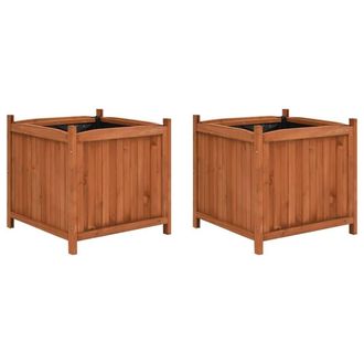 Berkfield Home Raised Beds 2 pcs 50x50x50 cm Firwood in Brown | Size: 50 x 50 x 50 cm