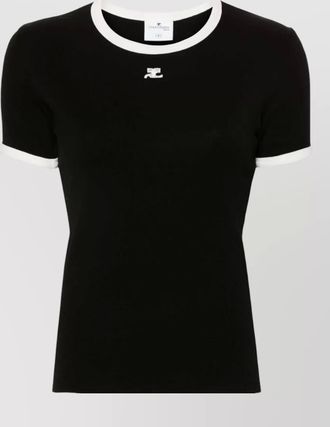 Courr&egrave;ges ribbed cotton logo-print t-shirt