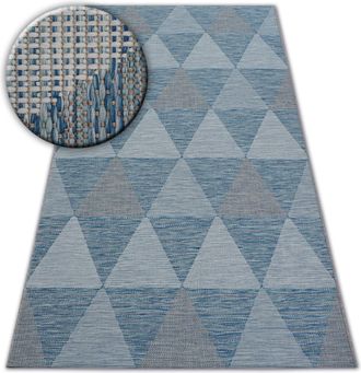 RugsX Rugsx - Alfombra De Cuerda Sisal Loft 21132 Tri&aacute;ngulos Marfil/plateado/azul Blue 200x290 Cm