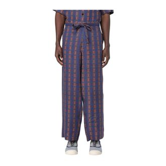 Valentino Broeken, Heren, Veelkleurig, L, Blauwe Wide-Leg Broek