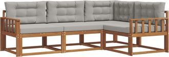 vidaXL Conjunto De Sof&aacute;s De Exterior 4 Uds. Gris Natural Y Claro Vidaxl