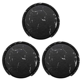 OEM Juego De 18 Posavasos Redondos Negros Con Soporte, Protectores De Vasos