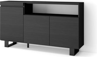 Skraut Home Aparadores Para Sal&oacute;n, Gran Capacidad De Almacenaje, 150x87x35cm, 3 Puertas, Dise&ntilde;o Industrial, Estilo Moderno, Negro - Skraut Home