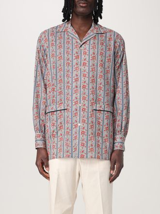 Valentino Mens Printed Silk Longsleeve Shirt - Grey - Size Small